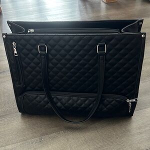 Black Quilted Insulated Bottom Tote Bag
